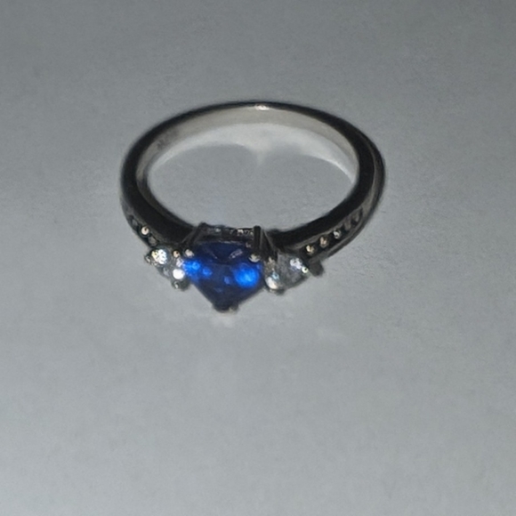 Vintage Lab Spinel Heart Cz Accent Ring Size 7.75 - Picture 3 of 6